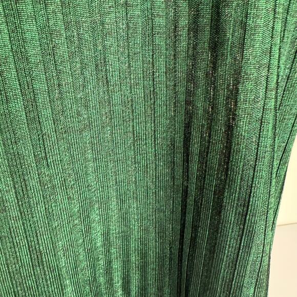 Michael Kors Women's Size S Short Sleeve Shirt Gold Button Ribbed Emerald Green - Picture 6 of 16